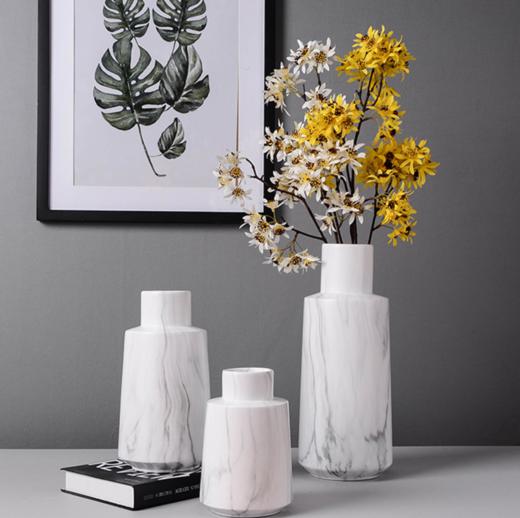 【花瓶】陶瓷花瓶摆件简约客厅样板房北欧风格大理石家居花器花瓶干花插花 商品图0