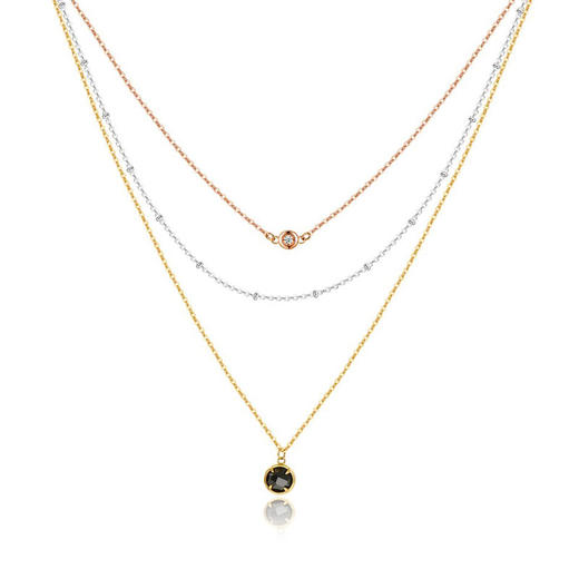 天然墨翡翠钻石三色项链 Tracey Chen 商品图0