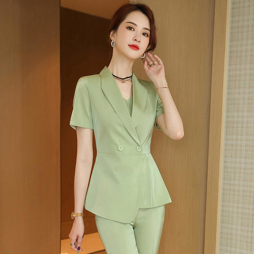 ZJ-LLY-5M-726+B16职业装2020韩版时尚短袖西装套裙工作服 商品图2