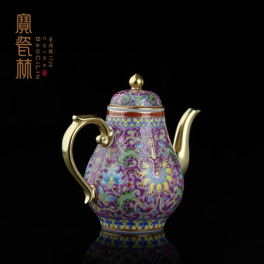 粉地珐琅花卉高梨壶 商品图1