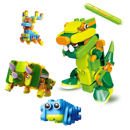 葡萄科技百变布鲁可跑跑变变变儿童diy拼插积木遥控动物恐龙玩具