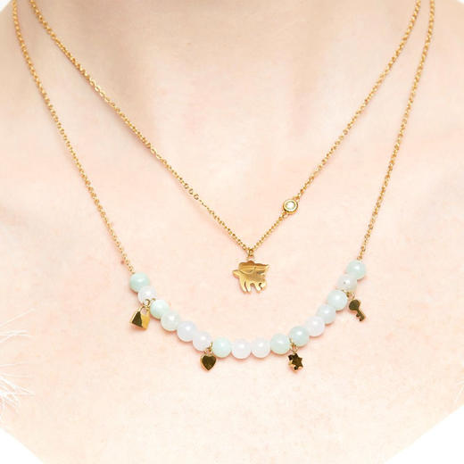 天然翡翠圆珠 钻石独角兽双链 Tracey Chen 商品图1