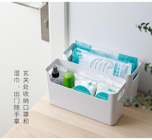 日本霜山桌面收纳筐带提手浴室橱柜护肤品手提U型收纳盒塑料零食收纳篮 商品图1