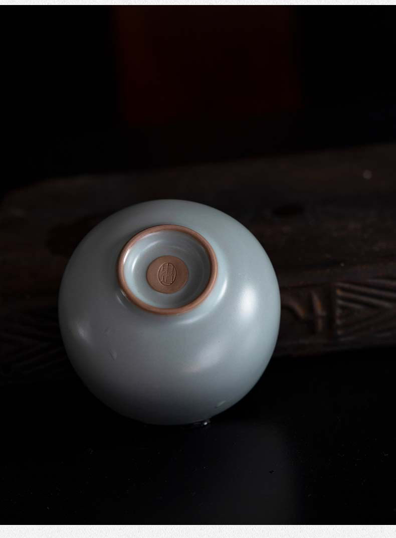 东道汝窑如意杯天青