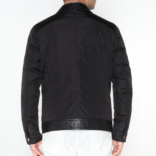 Marco Azzali 黑色翻领拉链皮衣 L3907200 商品图1