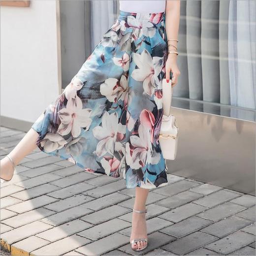 QQ-	50934F422AF夏新款高腰大裤脚不规则印花阔腿裙裤 商品图4