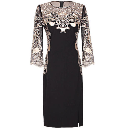 DYSL-Q4026新款圆领修身镂空七分袖连衣裙 商品图2