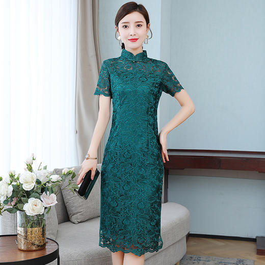 AHM-zne9300新款中国风优雅气质修身蕾丝改良旗袍裙TZF 商品图2