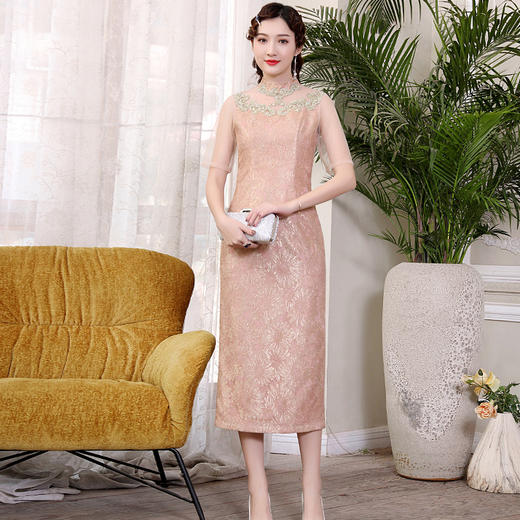 DLQ-A2323闪光收腰显瘦气质连衣裙  妈妈优雅高贵礼服 商品图1