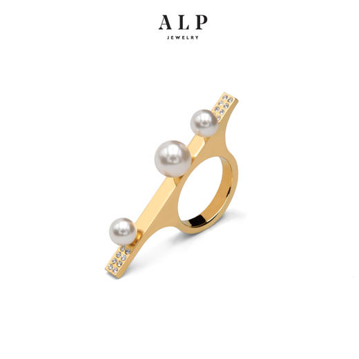ALPJEWELRY 个性珍珠  金戒指食指戒  优雅知性 商品图5