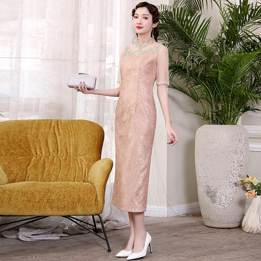 DLQ-A2323闪光收腰显瘦气质连衣裙  妈妈优雅高贵礼服 商品图0