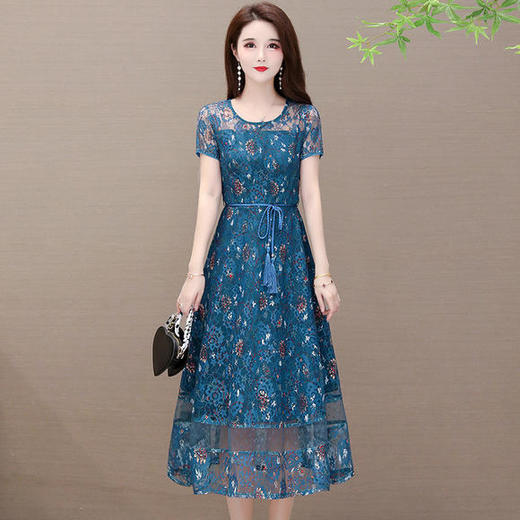 YW-XQD-YMJ06B新款修身时尚收腰阔太太气质高贵蕾丝连衣裙 商品图0