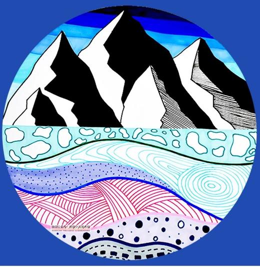 《创意线描画--雪山》【自动发货：下单后，点击手机短信中收到的链接，即可获取文件下载的链接；如有任何问题，可添加客服微信hm33268获得帮助】 商品图0