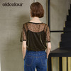 oldcolour春秋季新品吊带内衬网纱圆领短袖女L31021109 商品缩略图1