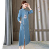 HT-N-E253-9156-156新款中国风宽松立领刺绣系带七分袖连衣裙TZF 商品缩略图2