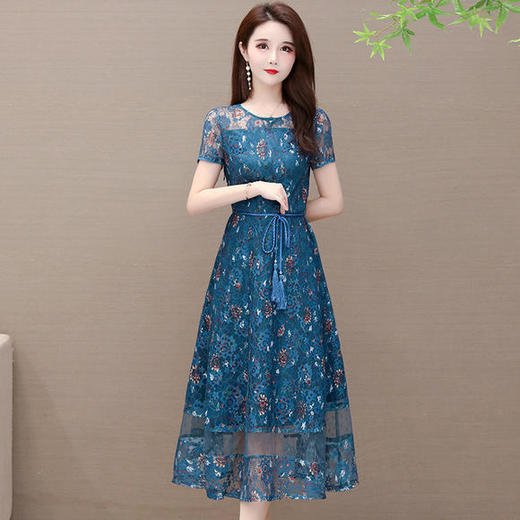 YW-XQD-YMJ06B新款修身时尚收腰阔太太气质高贵蕾丝连衣裙 商品图4