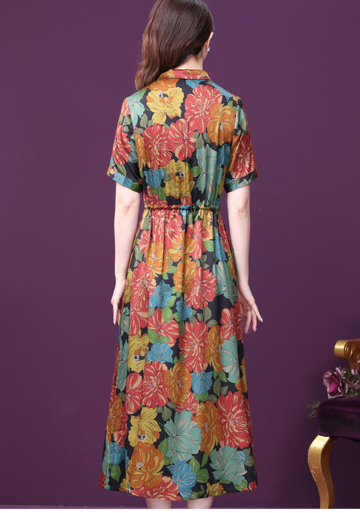 WXY-60063真丝2020新款法式温柔成熟风垂感遮肉A字连衣裙 商品图1