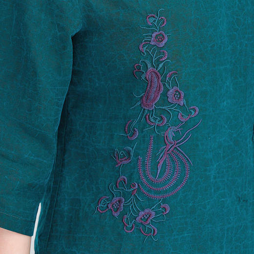 HCFS1805新款优雅气质桑蚕丝刺绣上衣阔腿裤两件套 商品图3