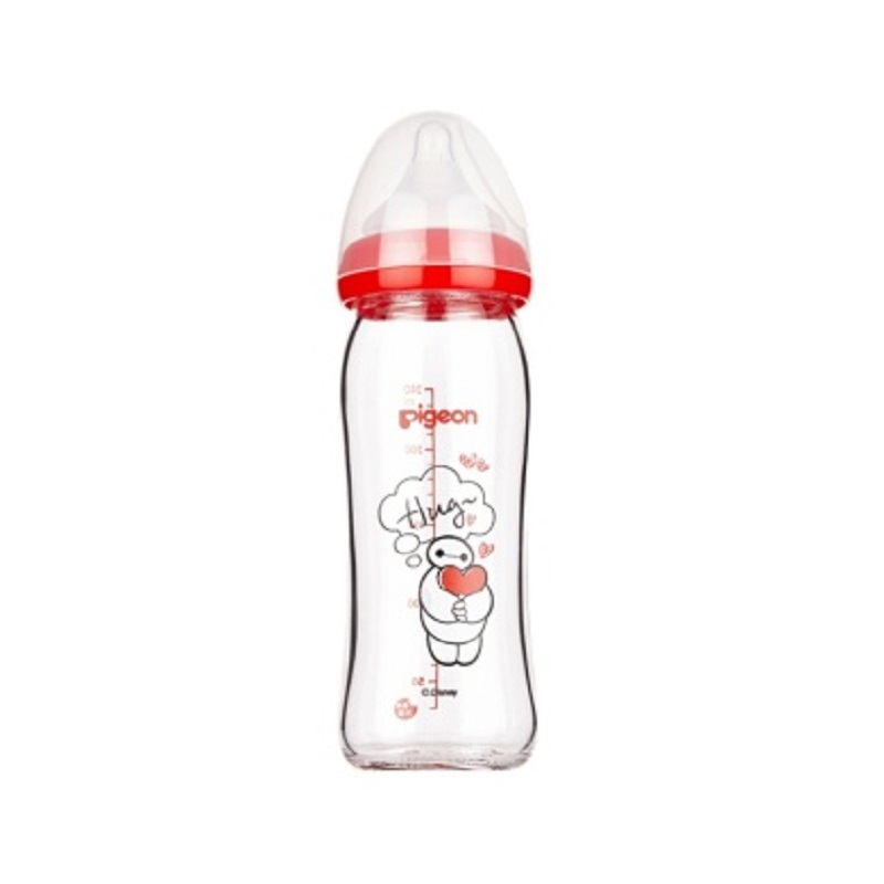 【品牌直供】贝亲Disney“自然实感”宽口径玻璃彩绘奶瓶240ml配M奶嘴(大白-拥抱)AA150JPY带授权招加盟代理