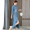 HT-N-E253-9156-156新款中国风宽松立领刺绣系带七分袖连衣裙TZF 商品缩略图3