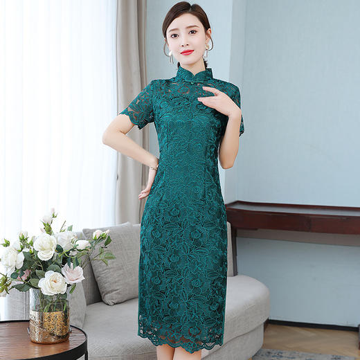 AHM-zne9300新款中国风优雅气质修身蕾丝改良旗袍裙TZF 商品图1