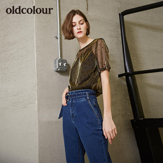 oldcolour春秋季新品吊带内衬网纱圆领短袖女L31021109 商品图4