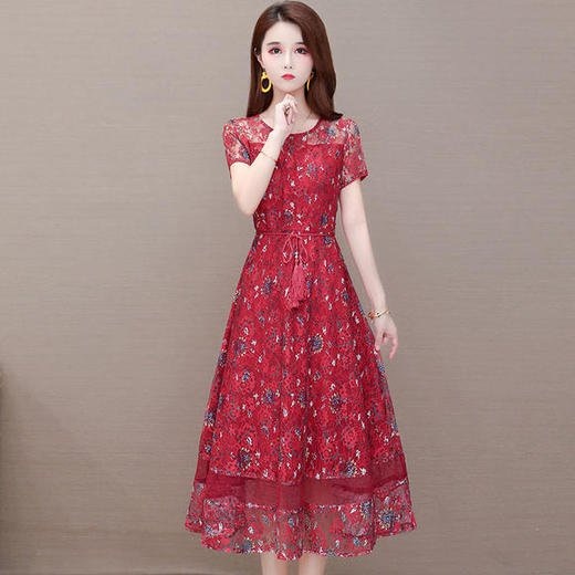 YW-XQD-YMJ06B新款修身时尚收腰阔太太气质高贵蕾丝连衣裙 商品图1