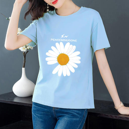 TZFFS新款韩版时尚气质宽松印花短袖T恤TZF 商品图0