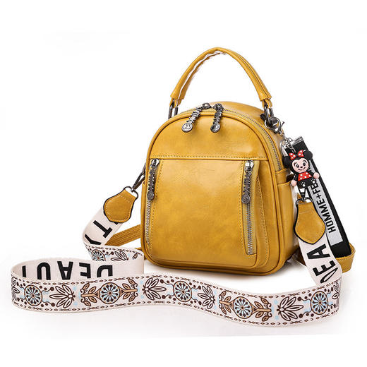 YL-7051新款软PU女包韩版复古宽肩带通勤三用斜挎包 商品图4