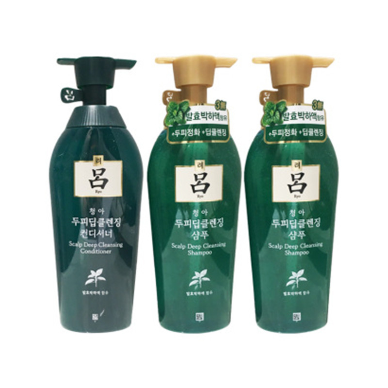 韩国吕RYO绿吕洗发水500ml*2+护发素500ml*1套装 韩国直邮JPY带授权招加盟代理