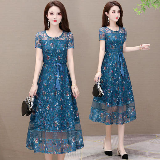 YW-XQD-YMJ06B新款修身时尚收腰阔太太气质高贵蕾丝连衣裙 商品图2