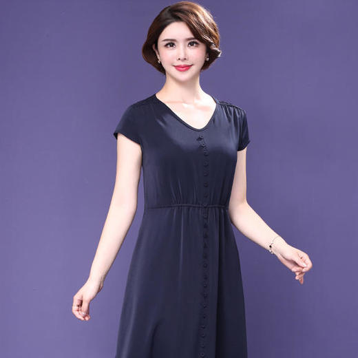 TSD-627妈妈夏装短袖连衣裙大码高贵洋气过膝裙子 商品图2
