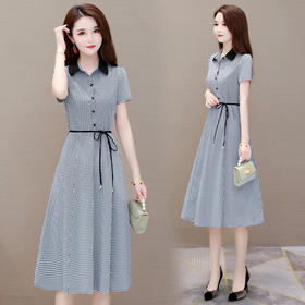 YWE  GJ2008大码格子连衣裙中长款气质减龄【优】