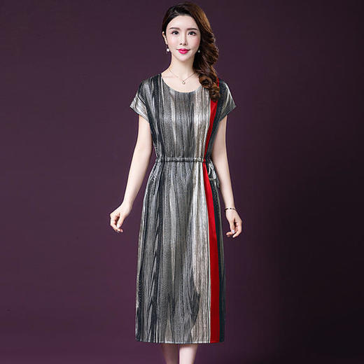 YMR-8235收腰显瘦，时尚气质仿真丝连衣裙 商品图1