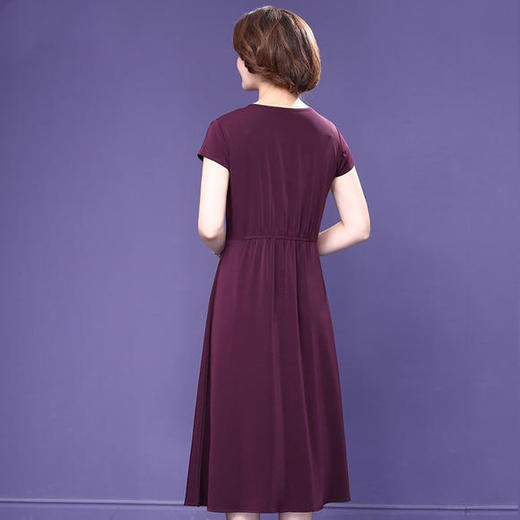 TSD-627妈妈夏装短袖连衣裙大码高贵洋气过膝裙子 商品图3