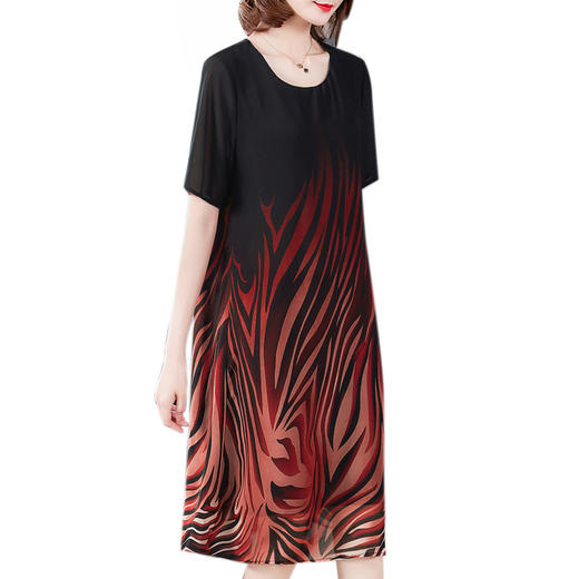 NYL-292608新款中老年贵夫人洋气雪纺印花连衣裙 商品图4