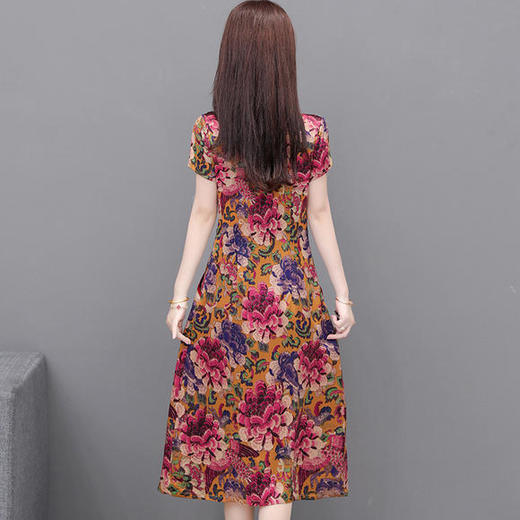 QYM-XYKL-TK13新款优雅气质修身印花短袖连衣裙 商品图3