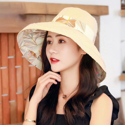 BG-9304渔夫帽 双面可带大沿棉麻沙滩帽户外旅行防晒帽 商品图2