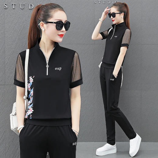 SP-CMT8-259新款时尚潮流洋气印花休闲运动套装 商品图2