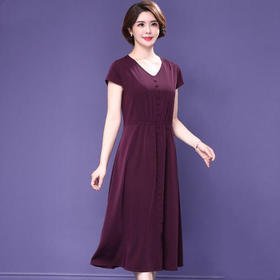 TSD-627妈妈夏装短袖连衣裙大码高贵洋气过膝裙子