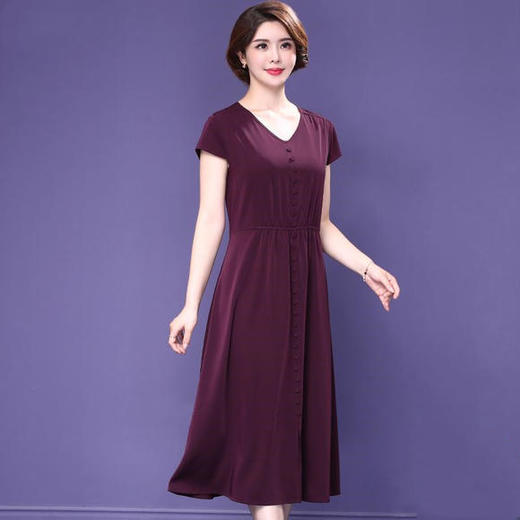 TSD-627妈妈夏装短袖连衣裙大码高贵洋气过膝裙子 商品图0