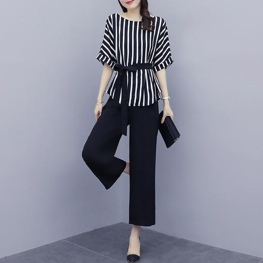 QYYS-H322355大码夏新款韩版胖妹妹阔腿裤两件套 商品图3