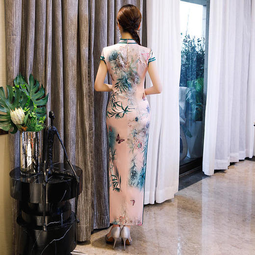 QD-0106新款复古民国风老上海丝绸长款旗袍 商品图3