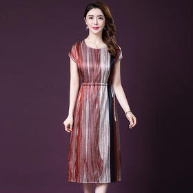 YMR-8235收腰显瘦，时尚气质仿真丝连衣裙