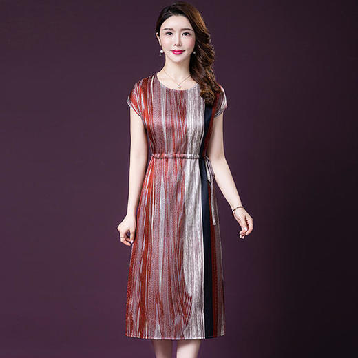 YMR-8235收腰显瘦，时尚气质仿真丝连衣裙 商品图0