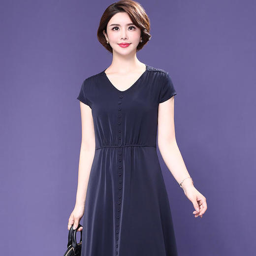 TSD-627妈妈夏装短袖连衣裙大码高贵洋气过膝裙子 商品图4