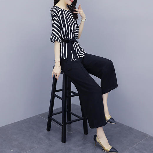 QYYS-H322355大码夏新款韩版胖妹妹阔腿裤两件套 商品图2