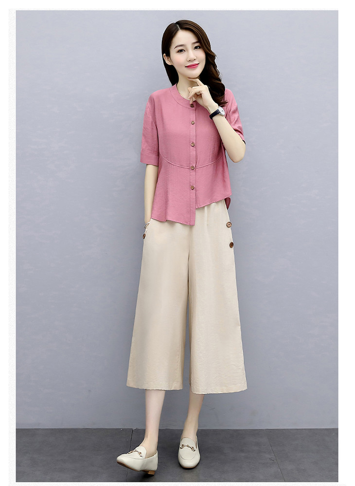 p 197 时尚棉麻套装女2020年夏季新款文艺复古休闲亚麻洋气