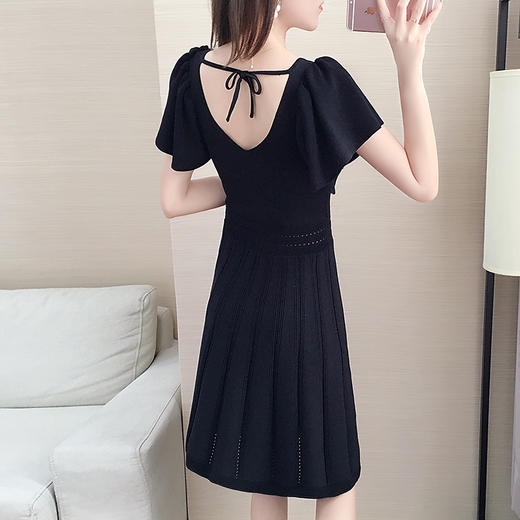 XC-9353欧美针织衫连衣裙  纯色钩花镂空版型 商品图0