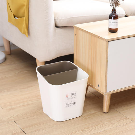 【干湿分离，垃圾分类】垃圾桶家居用北欧日系敞口纸篓桶客厅卧室厨房间厕所卫生办公室宿舍双隔层加厚塑料筒 商品图2